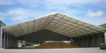 Canopy for storing bulk grain